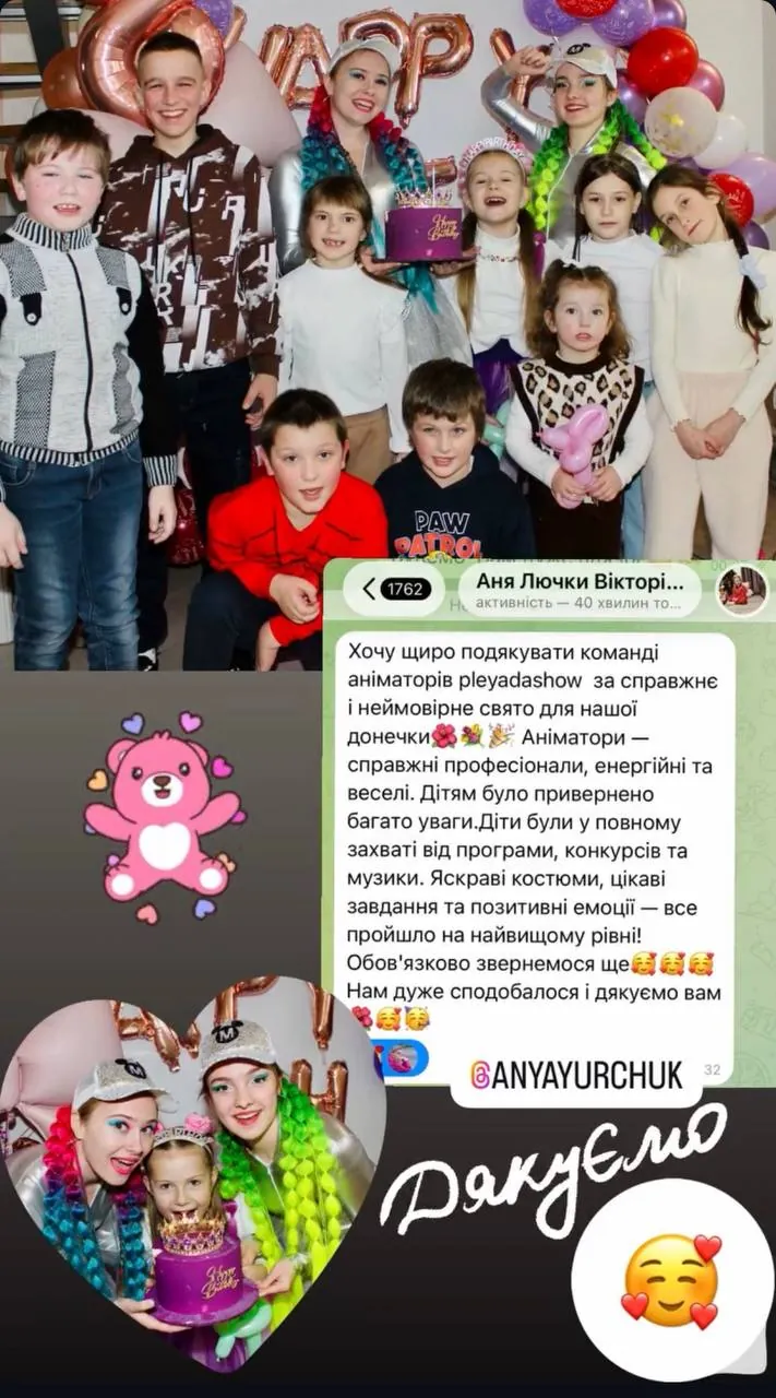 Скріншот відгуку в Telegram про роботу команди аніматорів